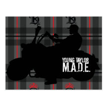 Junges Motorrad-Plakat Taylors M.A.D.E. Postkarte