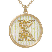 K-Anfangsmonogramm-"Goldpin-Streifen-" Halskette
