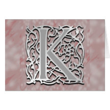 K Monogram "Silver Stone" Note Card Greeting Card