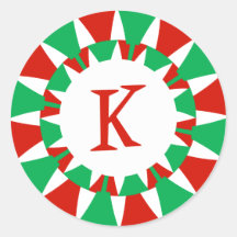 K-Monogramm (flippiges Weihnachten) Runder Sticker