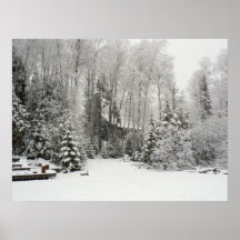 Kabine in den Schneefällen Plakatdruck