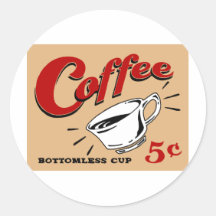 Kaffee-bodenlose Schale Runde Sticker