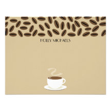 Kaffeebohnen u. Tasse Kaffee flaches Notecards Individuelle Ankündigungen