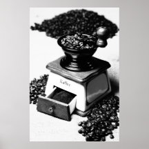 Kaffeemühle Schwarz Weiß Küchenbild Posterdruck