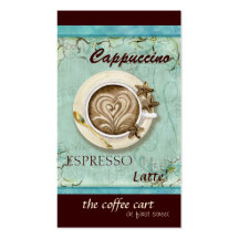 Kaffeestube-Cappuccino, Karten des Espressos n Lat Visitenkarten Vorlage