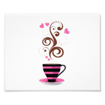 Kaffeetasse-Dampf-Wirbels-Herz-Rosa-Schwarzes Brow Photographie