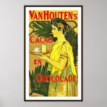 Kakao-Schokolade Poster Vintage Van Houtens Hollan poster