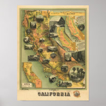 Kalifornien-Karte Plakatdruck