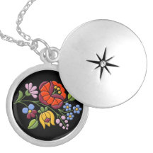 Kalocsa Stickerei - ungarischer Volkskunst Locket Selbst Gestalteter Schmuck