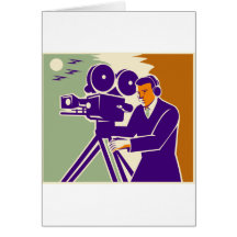 Kameramann-Film-Crew-Vintage Videofilm-Kamera Karten