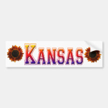 Kansas mit Sonnenblume Auto Sticker