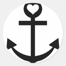 Kapitänankerherz Runde Sticker