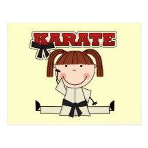 KARATE - brünette Mädchen-T-Shirts und Geschenke Postkarte