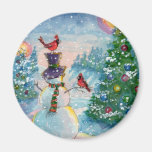 Kardinäle u. der Snowman Kühlschrankmagnet
