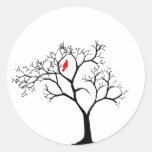 Kardinals-roter Vogel im Snowy-Winter-Baum Sticker