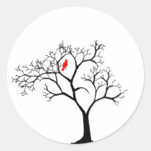Kardinals-roter Vogel im Snowy-Winter-Baum Sticker