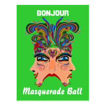 Karneval-Maskerade-Komödien-Drama-Ansicht-Andeutun Postkarte