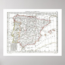Karte 1806 - L'Espagne und Le Portugal Plakat