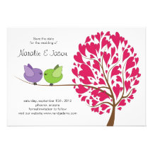Karte der Liebe-Vögel Save the Date Individuelle Einladung