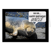 Karte Onkels Geburtstag mit lachendem Siegelwelpen