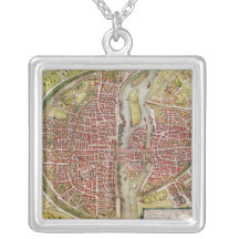 Karte von Paris von 'Civitates orbis terrarrum Halskette
