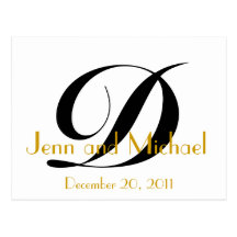Karten-Gold des Monogramm-D Save the Date Schwarz- Postkarten