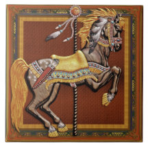 Karussell-Pferd, Mitternachtsreiter - Keramik-Flie Keramikfliesen