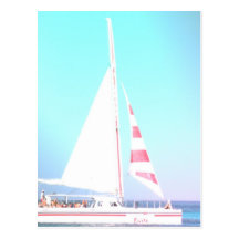 Katamaran-Segelboot-Postkarte