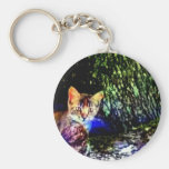 Katze auf Eichen-Wurzeln Schlüsselanhänger