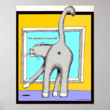Katze, die linkes Plakat dreht