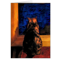 Katze im Fenster Grußkarte