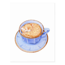 Katze im Kaffee postkarten
