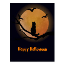 Katze mit einem Vollmond Halloween postkarten