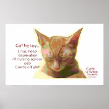 Katze sagt er - Krankenpflege-Schulschlaf-Entzug Plakatdruck