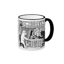 Katze und Hund in der Bibliothek Teehaferl