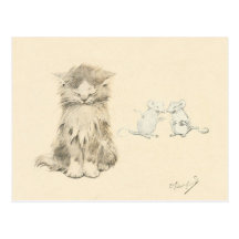 Katze und Mäuse Postkarten