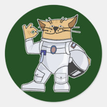 Katzen-Astronaut Runde Aufkleber