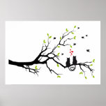 Katzen in der Liebe mit roten Herzen auf Frühlings Plakatdrucke