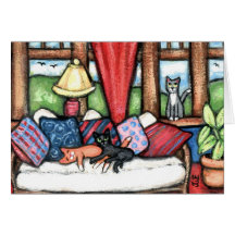 Katzen in der Sunroom-Gruß-Karte