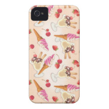 Kawaii Eiscreme und Erdbeere iPhone 4 Case-Mate Hülle