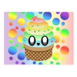 Kawaii Eistüte-Regenbogen-Punkte Postkarten