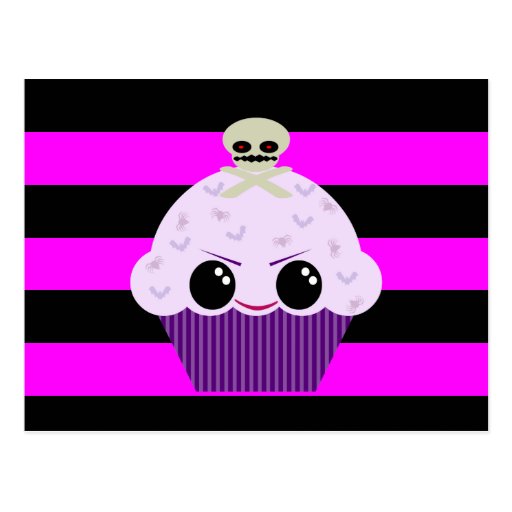 Kawaii gespenstische Kuchen-Schädel-Spinnen-Schläg Postkarten