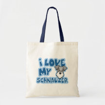 Kawaii I Liebe mein Schnauzer Leinentaschen