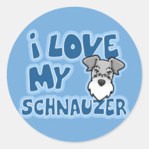 Kawaii I Liebe mein Schnauzer Runde Sticker