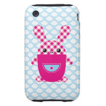 Kawaii kariertes Kaninchen Tough iPhone 3 Etuis