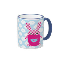 Kawaii kariertes Kaninchen Kaffee Tassen