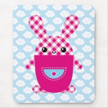 Kawaii kariertes Kaninchen Mousepads