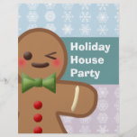Kawaii Lebkuchen-Mann u. Schneeflocken Flyerdruck