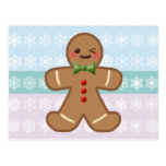 Kawaii Lebkuchen-Mann u. Schneeflocken Postkarte