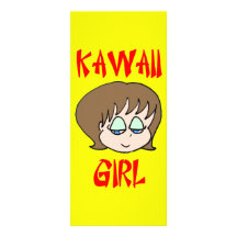 kawaii Mädchenbraun Bedruckte Werbekarten